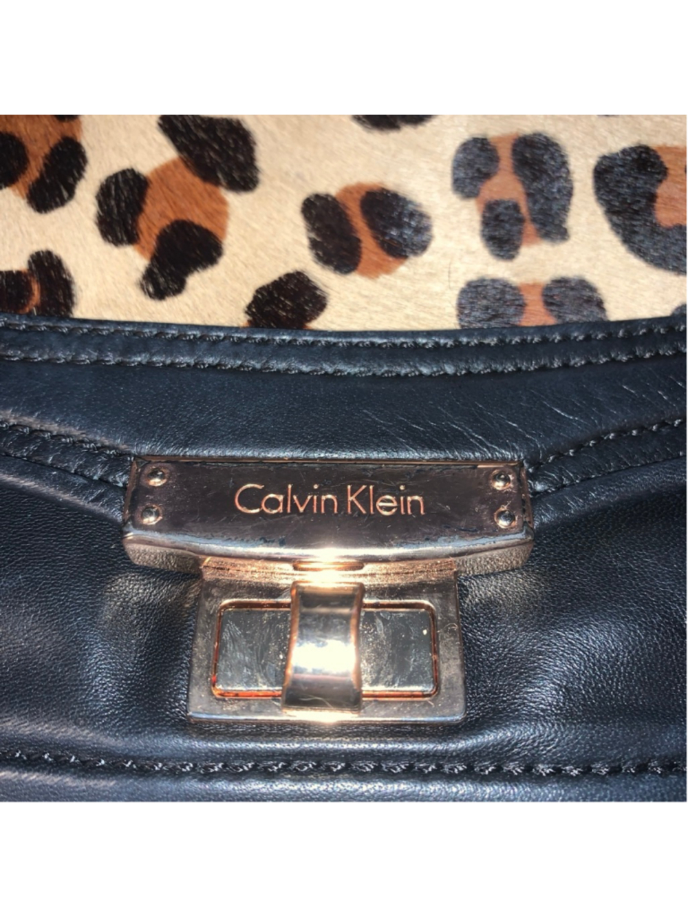 Women's Calvin Klein Black & Animal Print Crossbody Bag Small - Picture 13 of 13